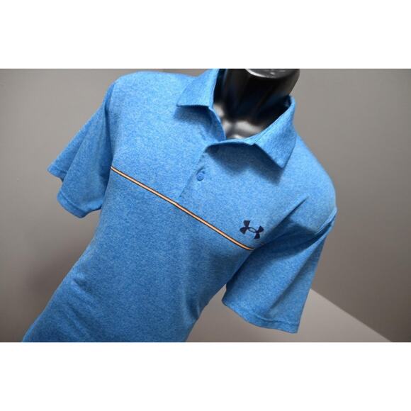 Under Armour Playoff Golf Polo Marled Blue Athletic Golf Shirt Mens Size Large - Picture 4 of 10